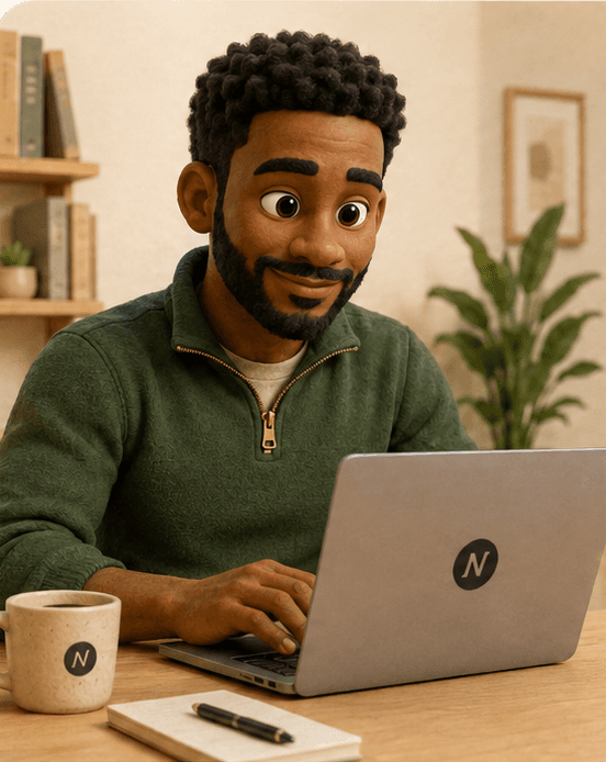 A Nolli operator reviewing workflows on a laptop.